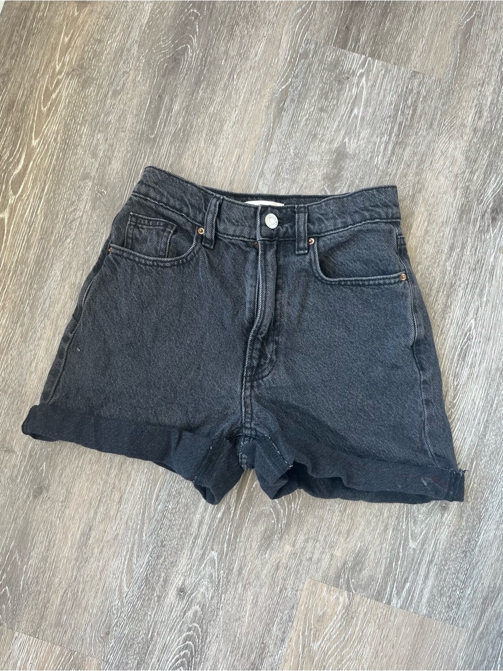 PacSun Black High Rise Denim Cutoff Shorts Mom Festival Raw Hem Women’s 24